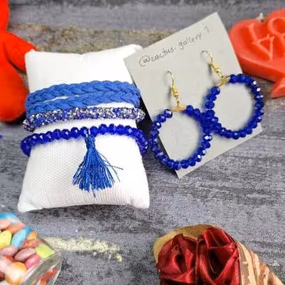 نیم ست کریستالی آبی