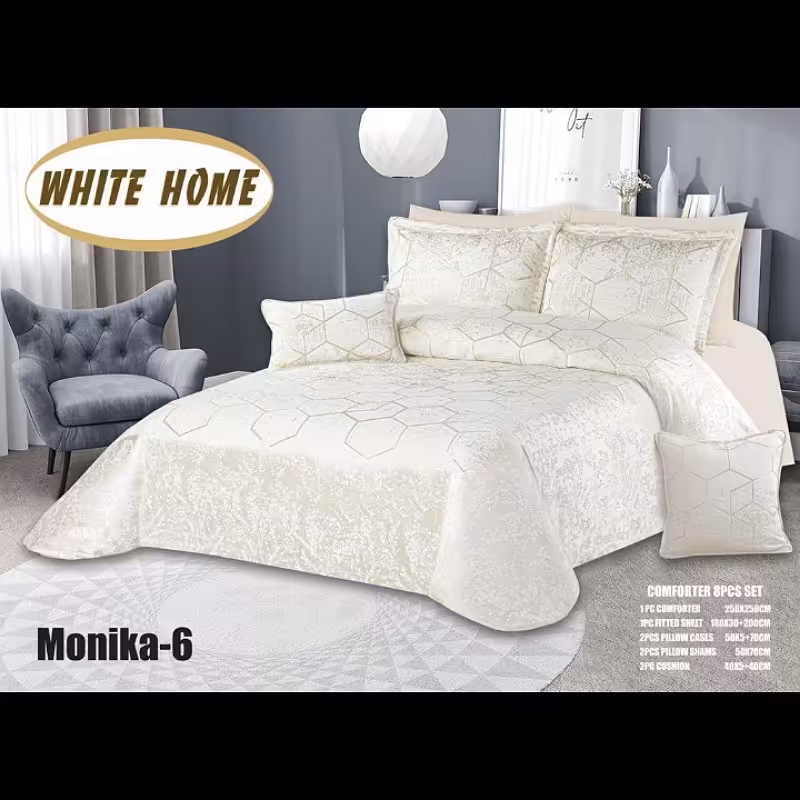 روتختی مخمل پنلی ترک درجه یک برند وایت هوم طرح مونیکا شیک و پرفروش کرم شیری