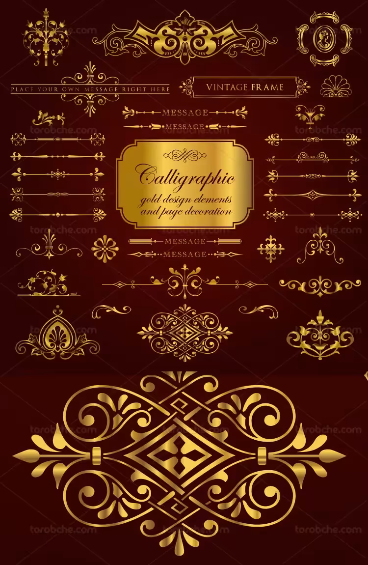 وکتور المان کادر و حاشیه طلایی | گرافیک با طعم تربچه