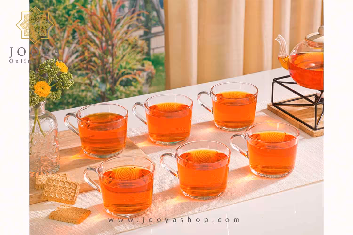 لیوان شیشه ای دسته دار 285 سی سی لیمون