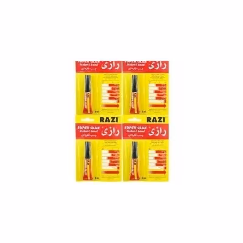 بسته 4 عددی چسب قطره ای رازی مدل Super Glue حجم 3 میلی لیتر