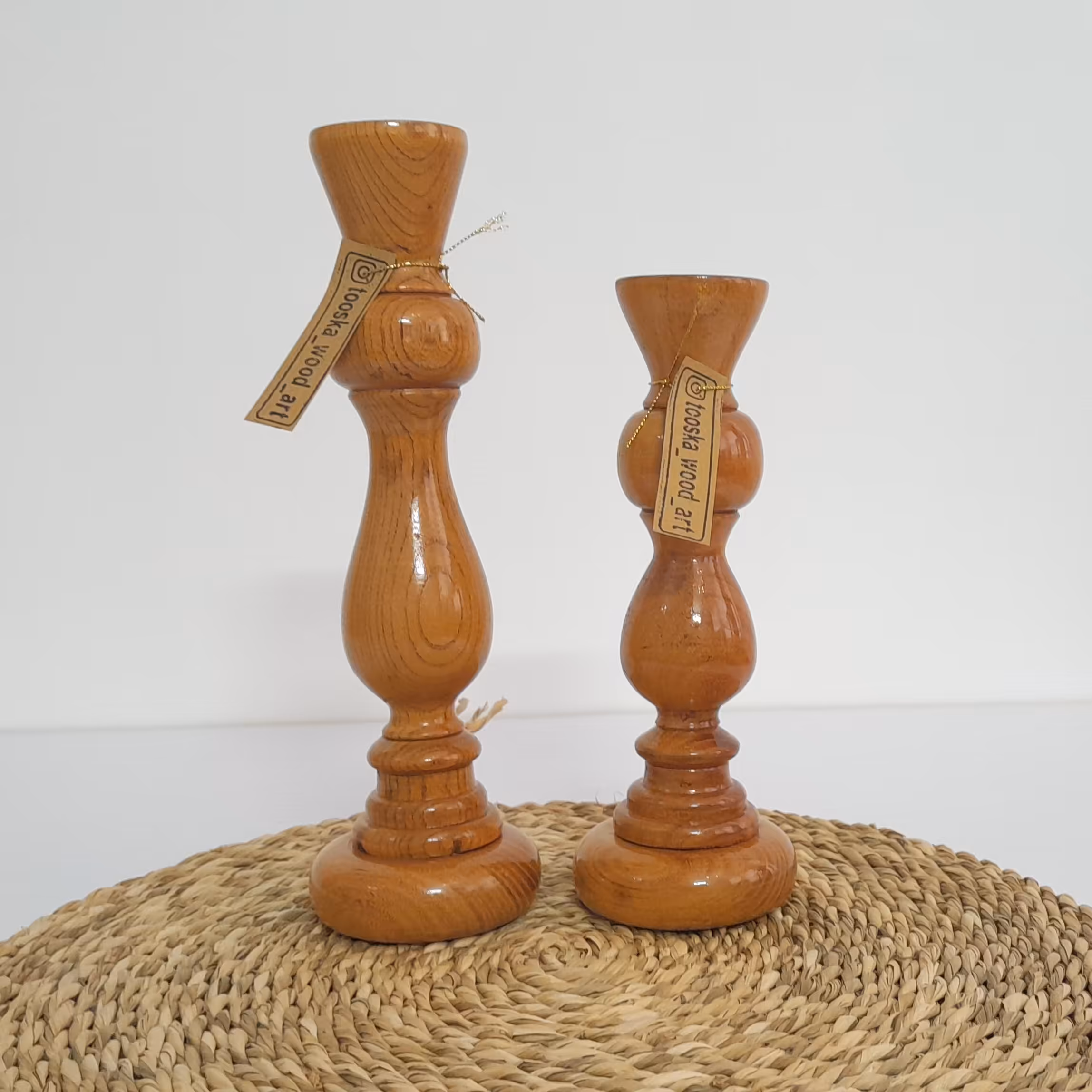 شمعدان چوبی خراطی