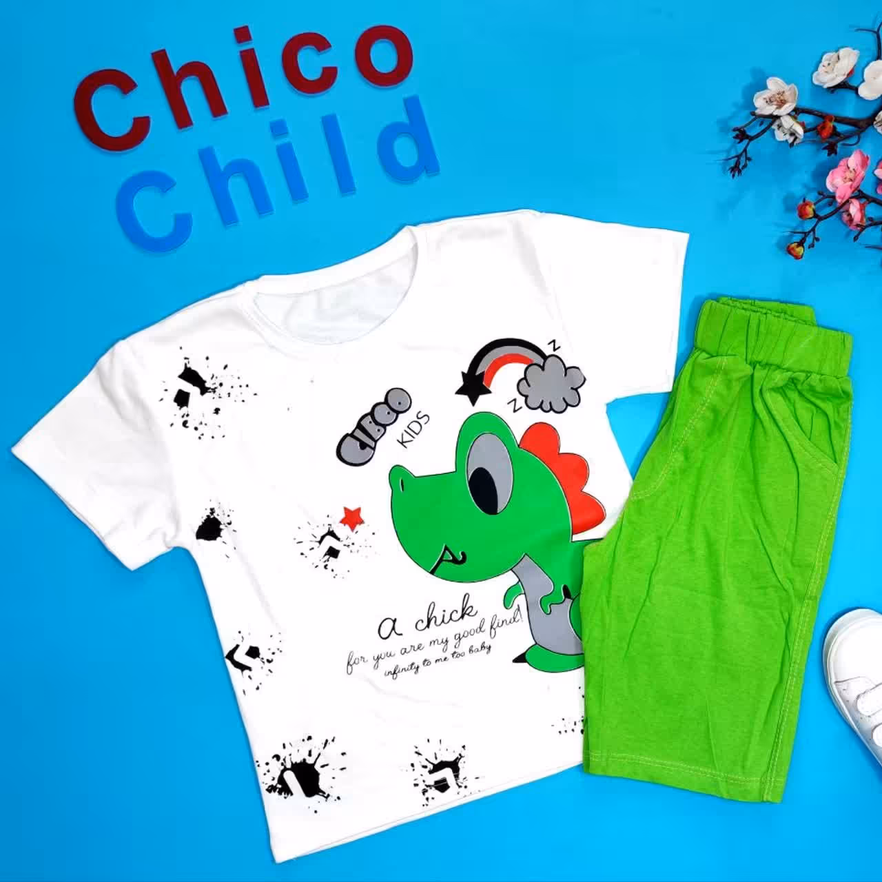 تیشرت شلوارک پسرانه طرح دایناسور  جنس(پنبه اعلا) سایز (45و50)