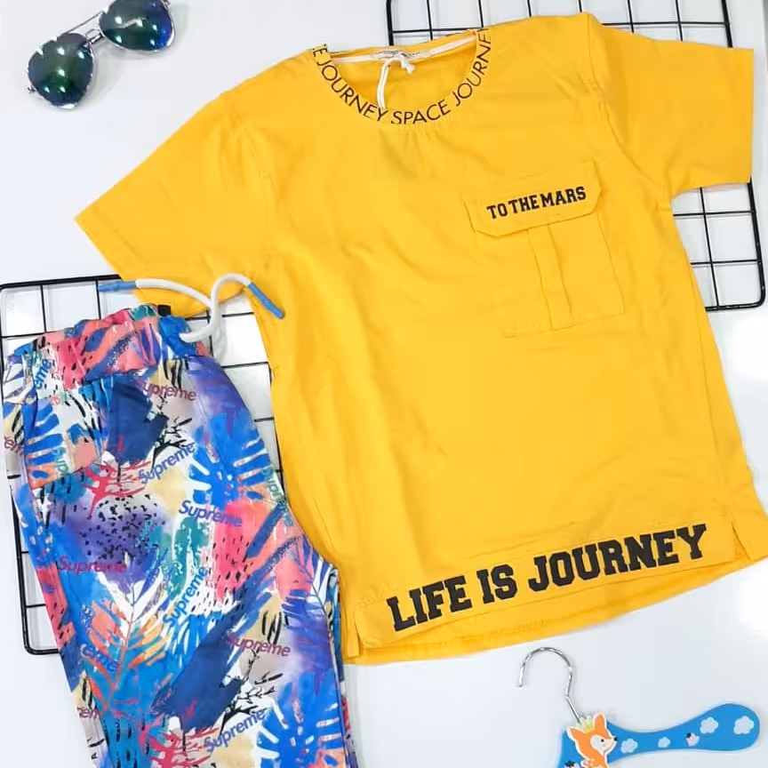 ست تیشرت و شلوارک پسرانه چاپی