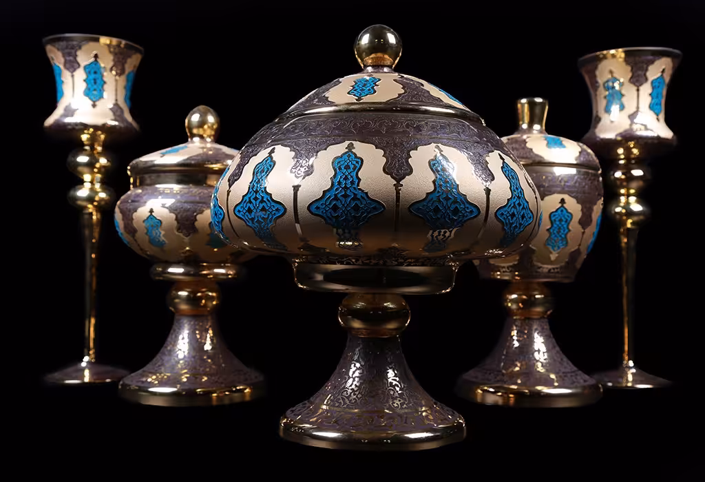 شکلات خوری و شمعدان کریستال تک جام