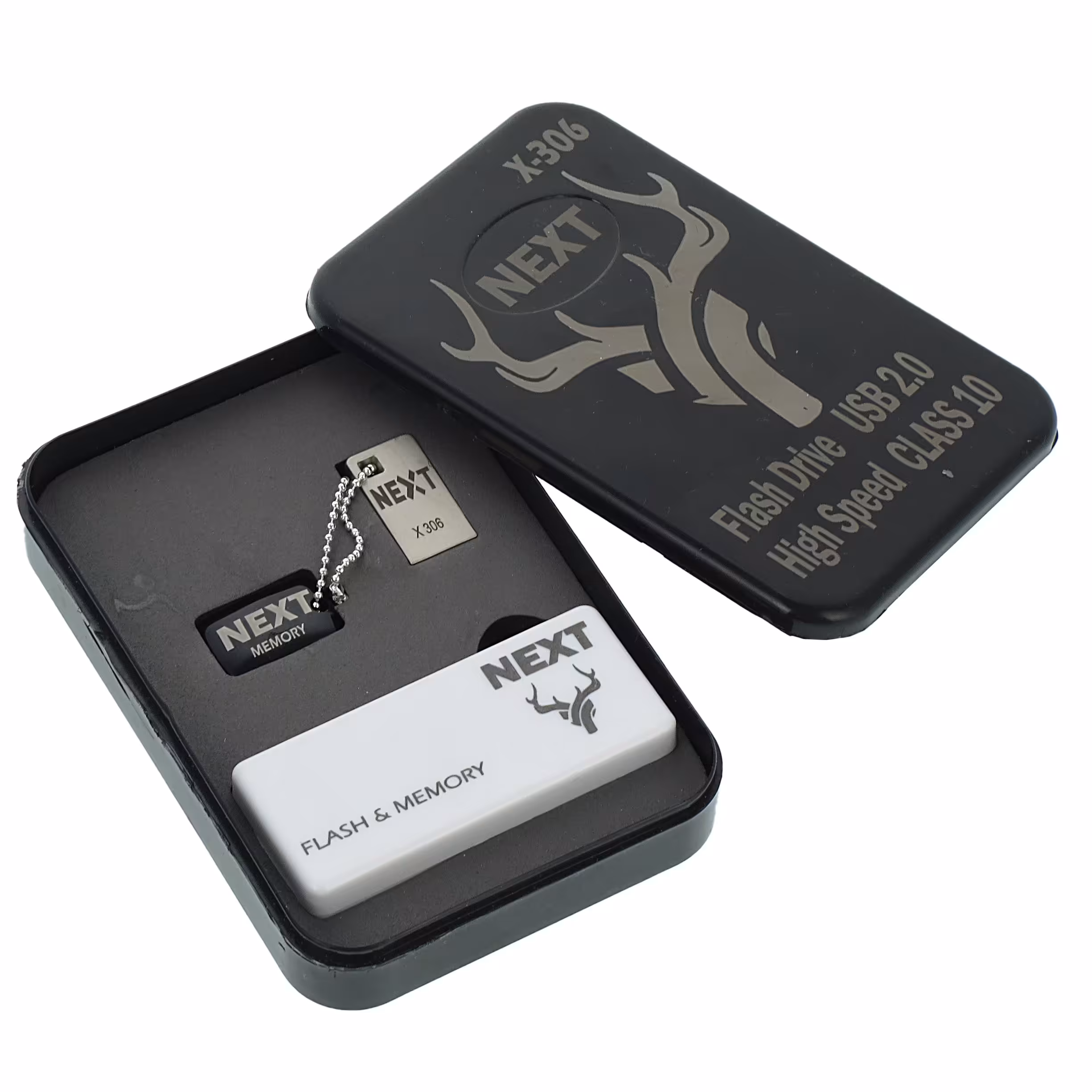 فلش 32  گیگ نکست  مدل 306 بند انگشتی فلزی همراه با آویز و زنجیر وجاکلیدی