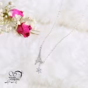 گردنبند نقره زنانه طرح برج ایفل