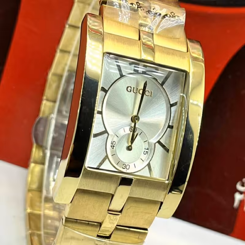 ساعت مچی مردانه دو موتور فعال زیر ثانیه استیل رنگ ثابت گوچی موتور اصل میوتا ژاپن  CUCCI