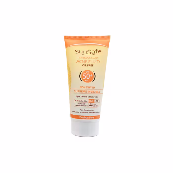 فلوئید ضدآفتاب فاقد چربی پوست چرب و جوش دار فاقد رنگ سان سیف (SPF50)