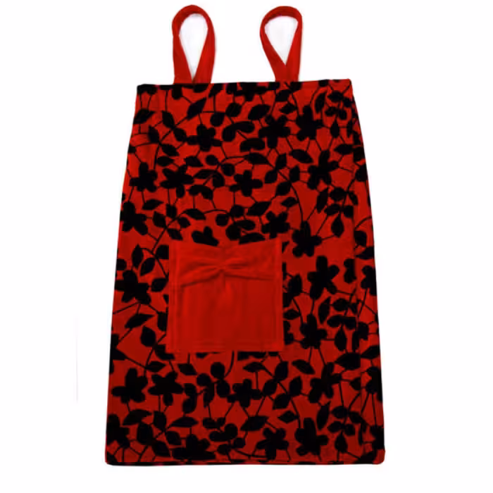 حوله دکلته زنانه پودایران طرح پیچک قرمز سایز آزاد (100درصد پنبه) ضد حساسیت