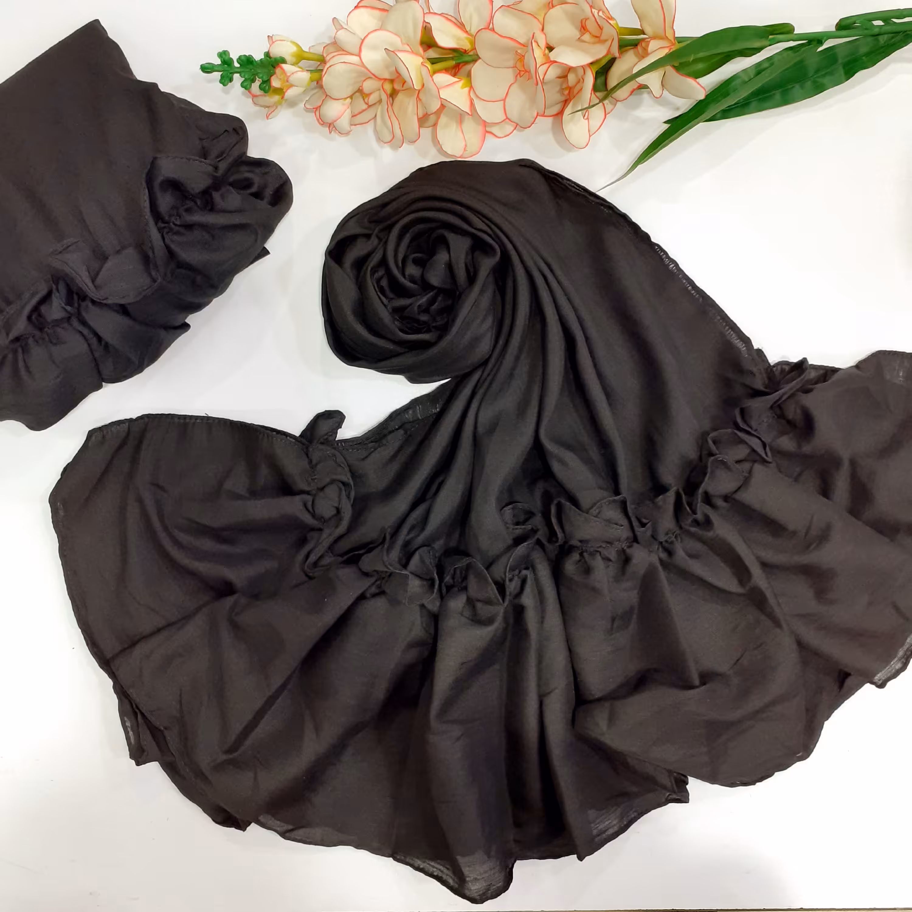 شال مشکی دامنی نخی خنک تابستانی