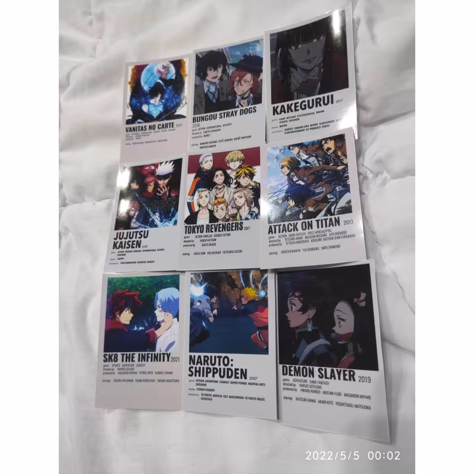 پک 9 تایی فوتوکارت اطلاعات انیمه ای