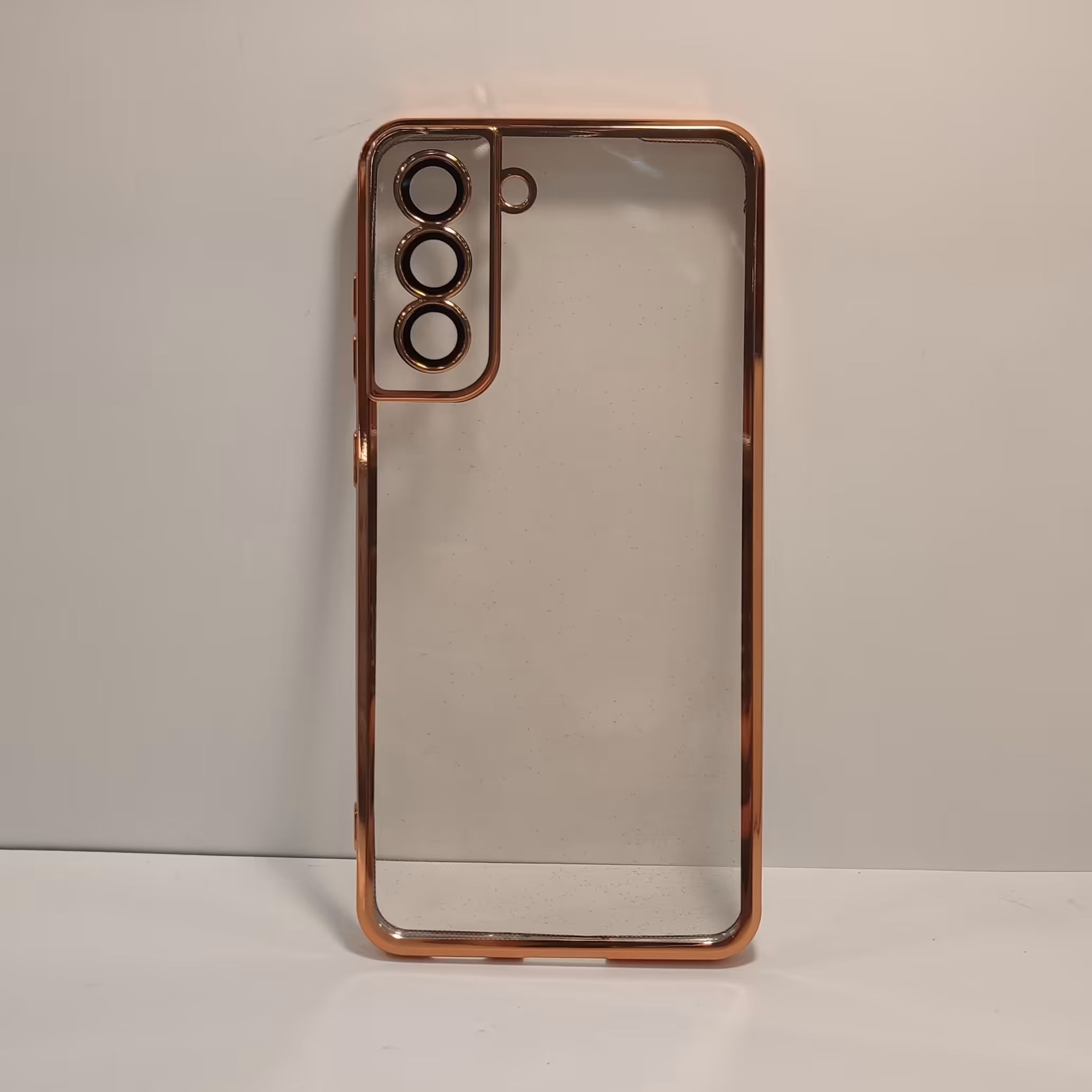 قاب موبایلS21FE دور رنگی محافظ لنز دار رز گلد