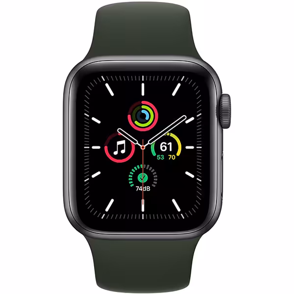 سری اس ای آلومینیوم 44 میلیمتری مردانه قاب مشکی با بند اسپرت سبز - Hiapple.ir