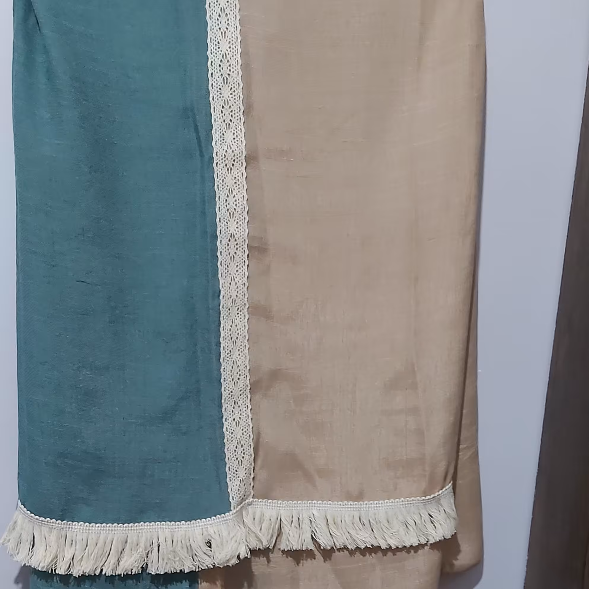 شال مزونی اسلپ مکرومه،دورنگ،قواره 200در 75 مجلسی