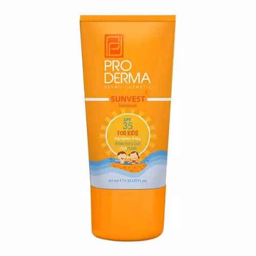 کرم ضد آفتاب پرودرما مخصوص کودکان فاقد جاذبه‌های شیمیایی بی رنگ SPF35