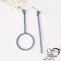 گوشواره آویز فانتزی نگین آبی کد:2832