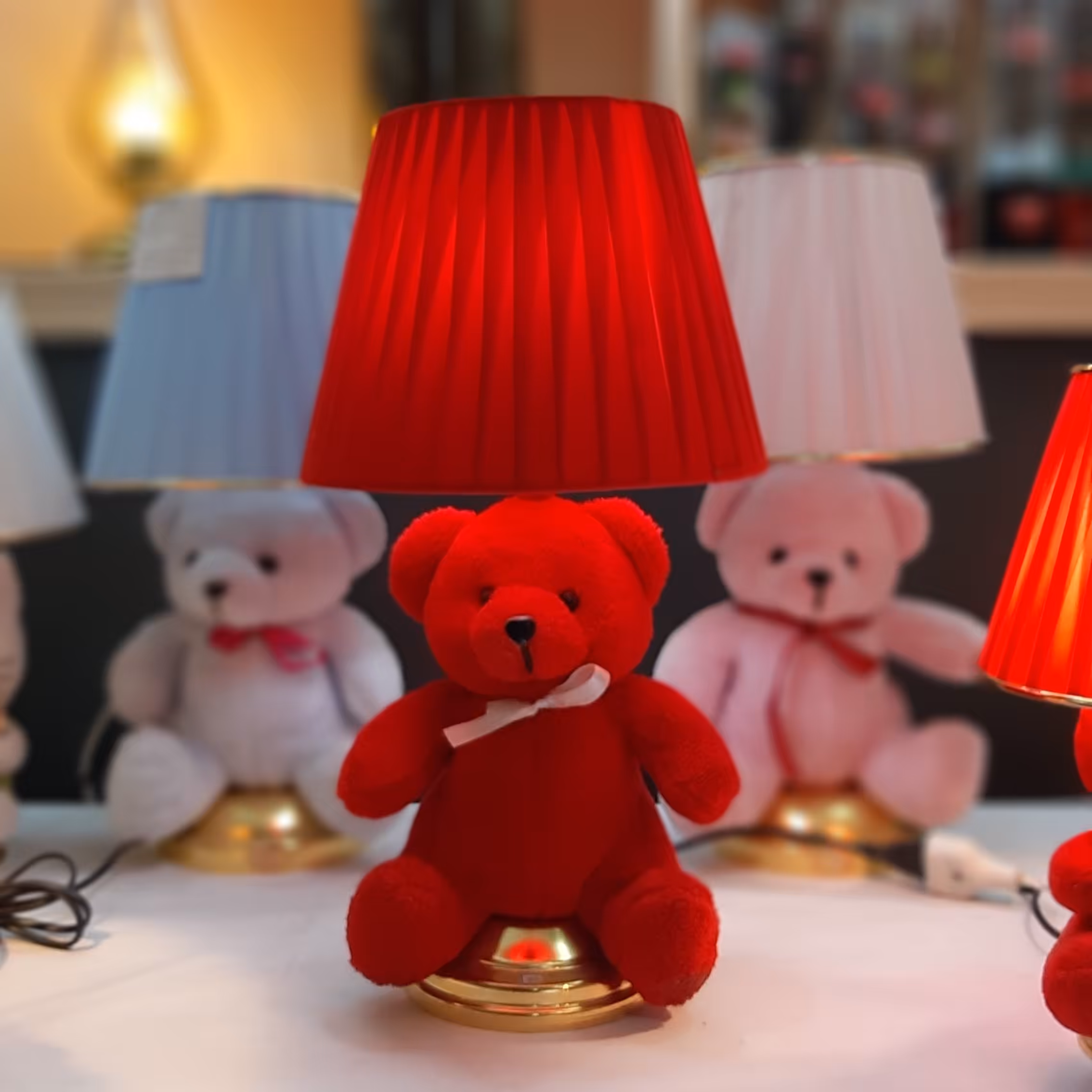 آباژور رومیزی خرسی پولیشی بزرگ قرمز کد B3 