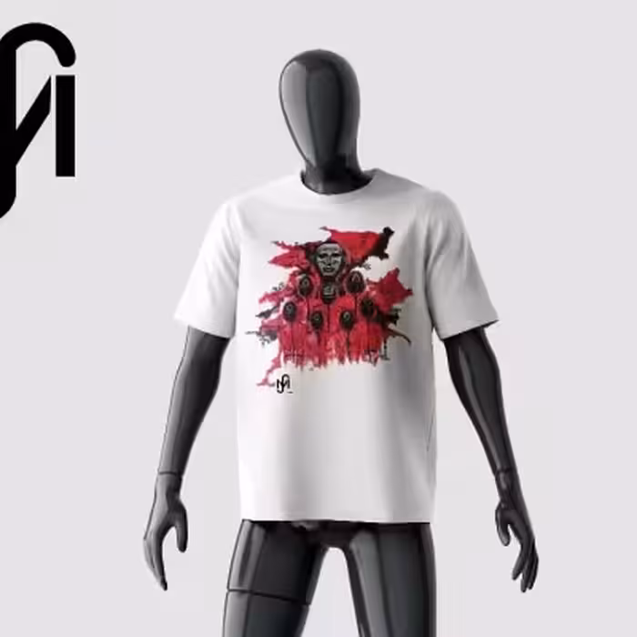 تیشرت سفید با طرح (بازی مرکب) از برند MS