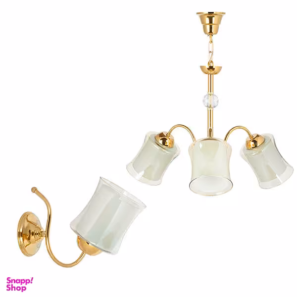 لوستر و چراغ دیواری چشمه نور کد A833/3-1-Pro مجموعه دو عددی