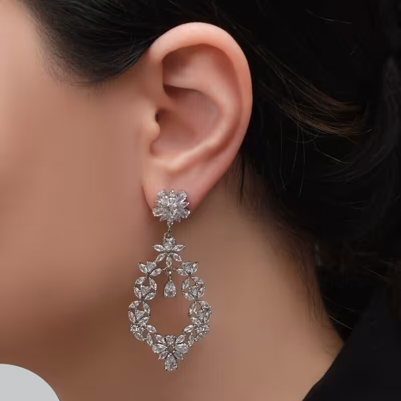 گوشواره زنانه مدل جواهری اشکی کد 102004600