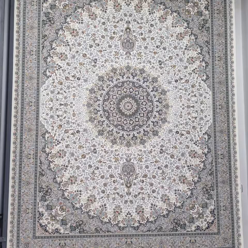 فرش ماشینی  پاتریس1500شانه طرح الماس کرم قالیچه 4متری