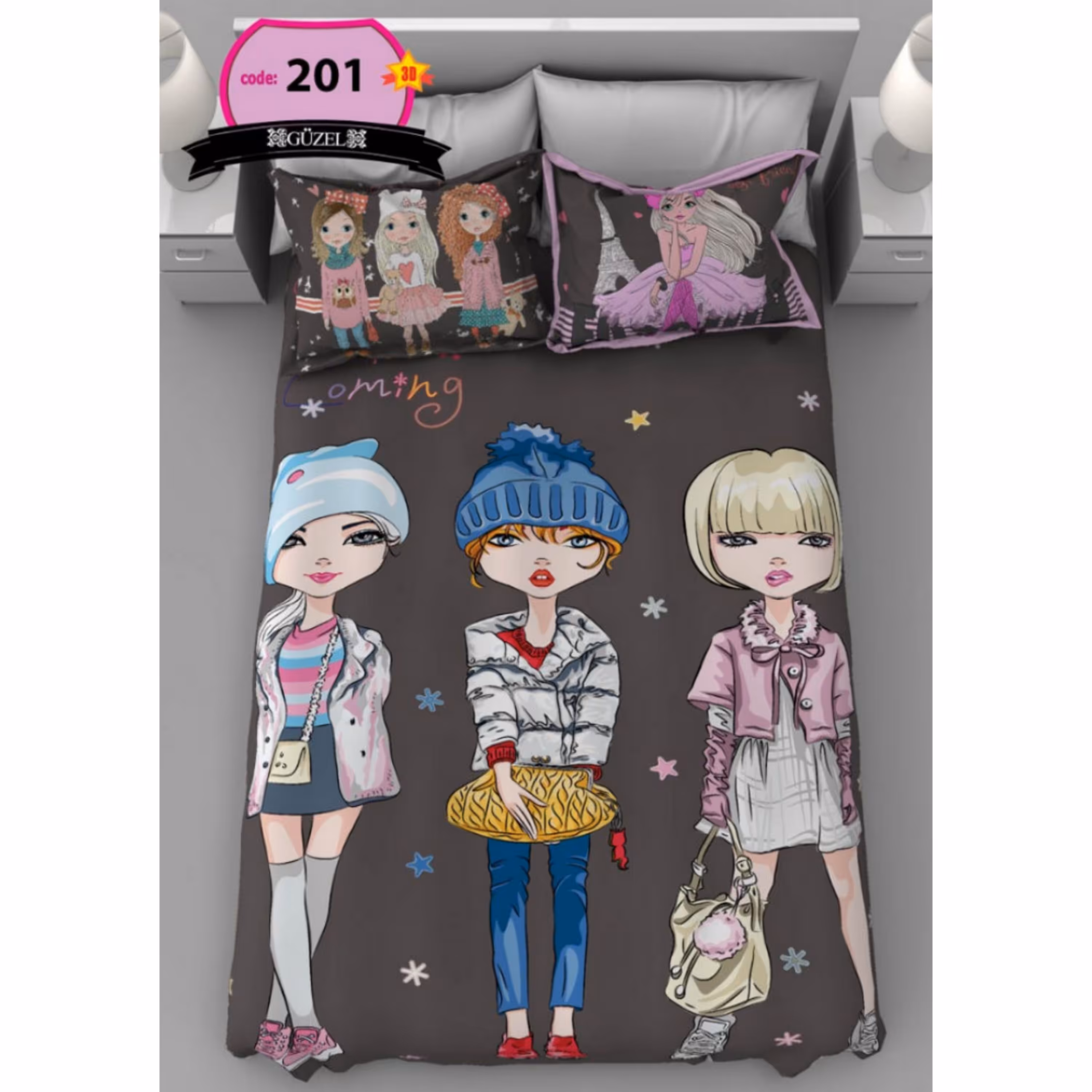 روتختی تک نفره سه بعدی برند گوزل -5 تکه -کد201