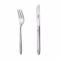 کارد و چنگال میوه خوری 6 نفره ناب استیل طرح پالرمو استیل براق (12 پارچه)