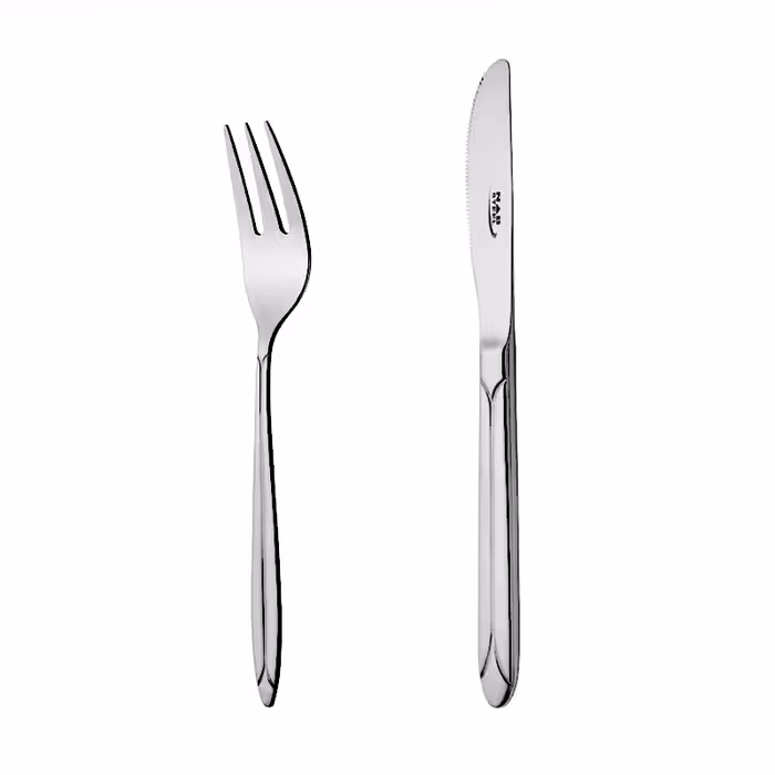 کارد و چنگال میوه خوری 6 نفره ناب استیل طرح پالرمو استیل براق (12 پارچه)