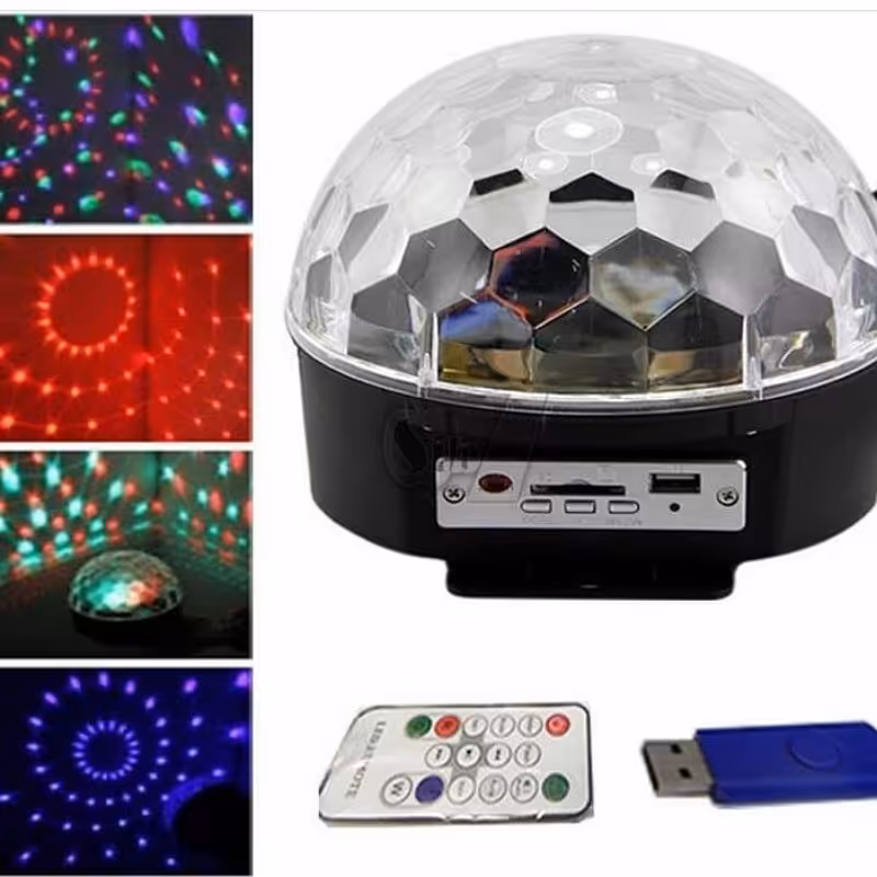 رقص نور،اسپیکر نیمکره، قابلیت اتصال فلش مموری و بلوتوث،دارای ریموت کنترل از راه دور،دارای یک فلش تست همراه