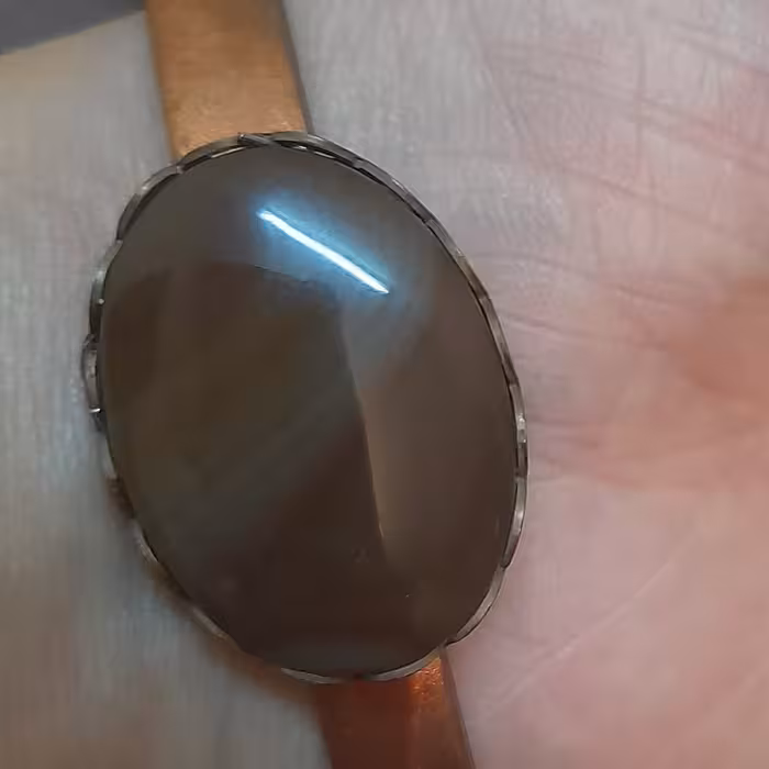 دستبند مسی با سنگ عقیق سلیمانی 