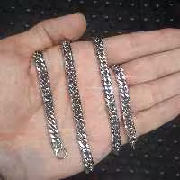 زنجیر استیل کارتیر دوبل مردانه تراش پولیش خورده 7 میل به طول 60 سانتیمتر