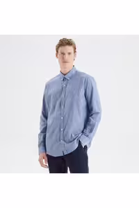 پیراهن / بلوز دکمه دار آبی مردانه کتانی آستین بلند و باریک Nautica