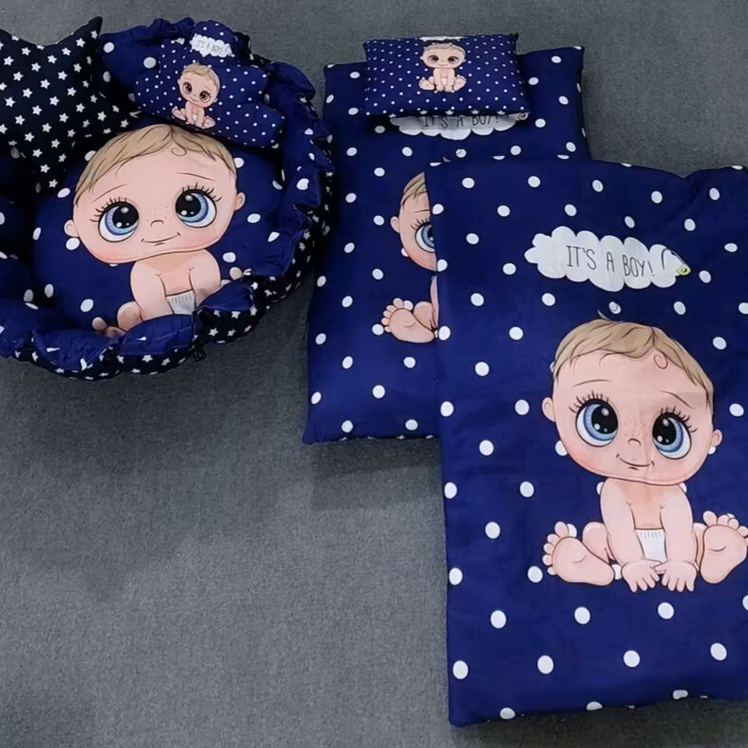 ست دمه دستی سایز دو بهمراه تشک گارددار گرد قطر یک متری جنس مخمل کالیفرنیا و کتان نخ اعلا