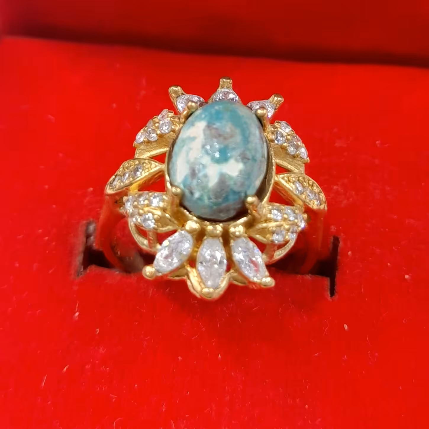 انگشتر طلاروس نگین فیروزه رنگ ثابت