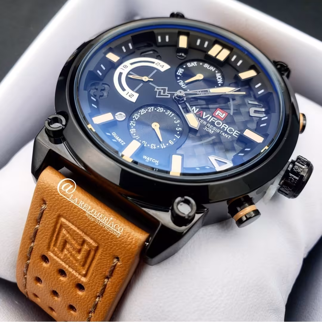 ساعت مچی عقربه ای مردانه نیوی فورس  سه موتور فعال مدل لاکچری