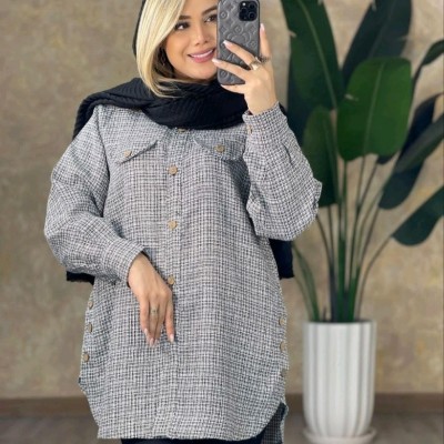 مانتو اسپرت زنانه پشمی مدل مانتو شانل ضخیم وارداتی مدل نازلی