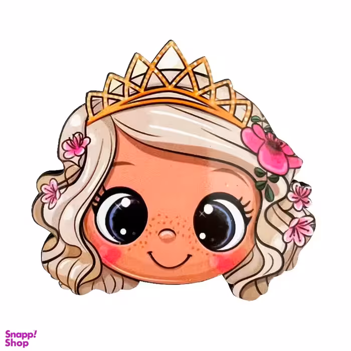 آینه دست ساز جیبی طرح دختر بلای تاج گلی رنگ صورتی