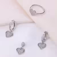 نیم ست نقره ظریف و دخترانه طرح قلب کد 16112