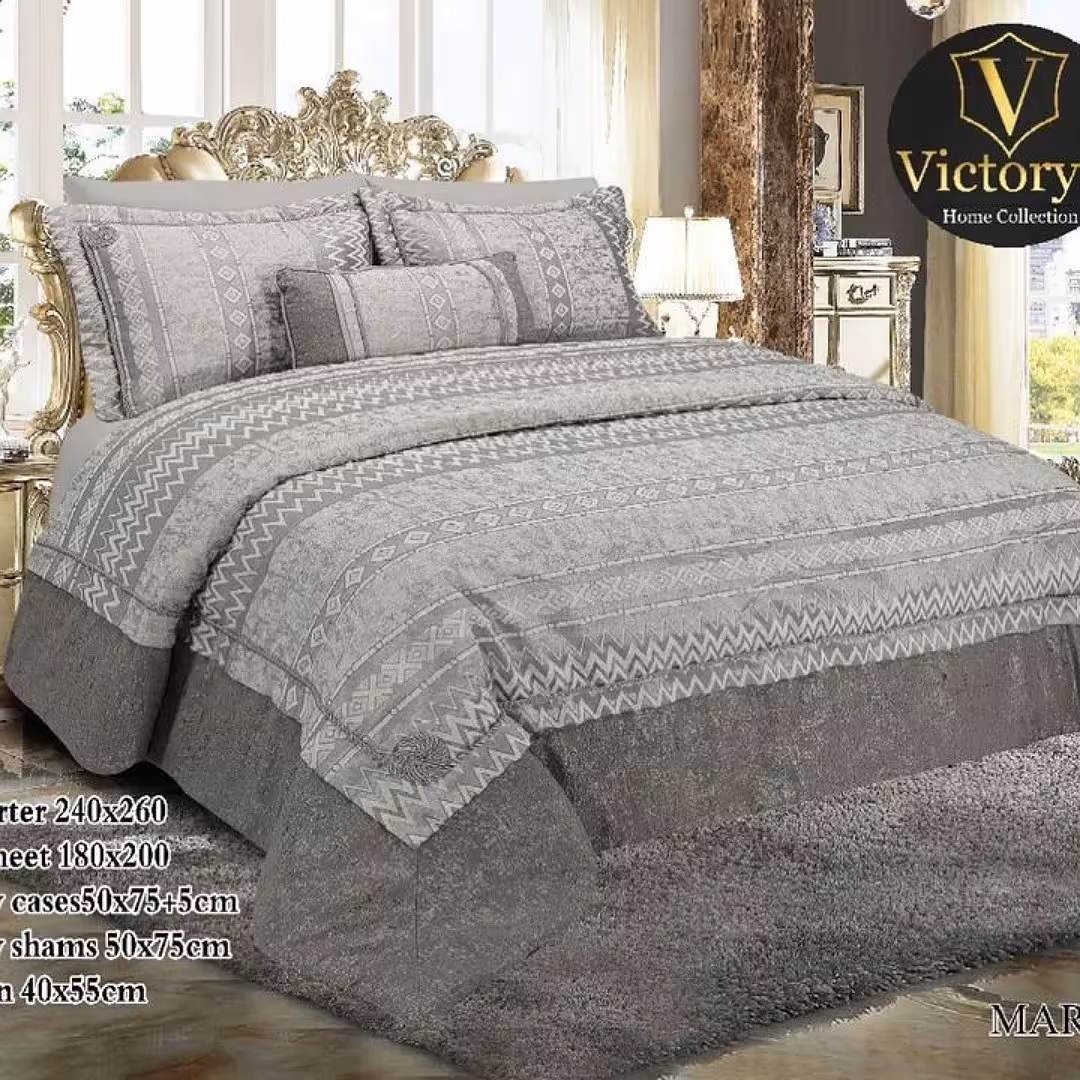 روتختی مخمل پنلی ترک درجه یک برند وایت هوم طوسی قیطون دوزی شده فوق العاده شیک و زیبا 