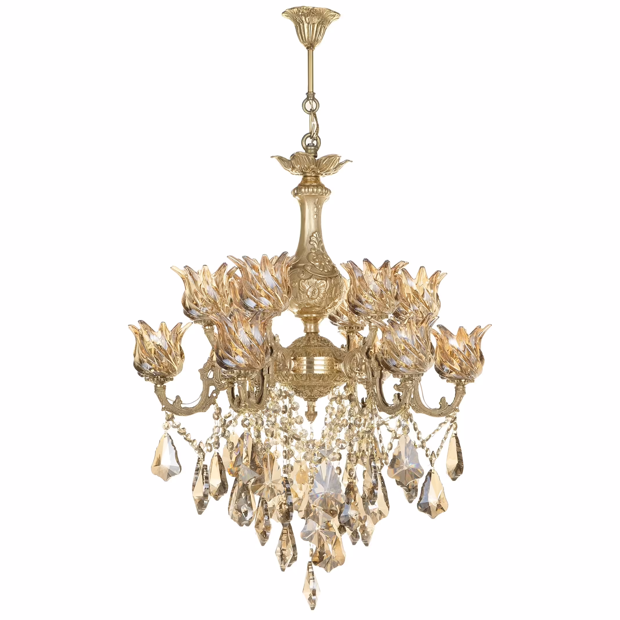 لوستر 12  شعله کلاسیک شاهان جنس برنز کد 8854 گارانتی 3 ساله 