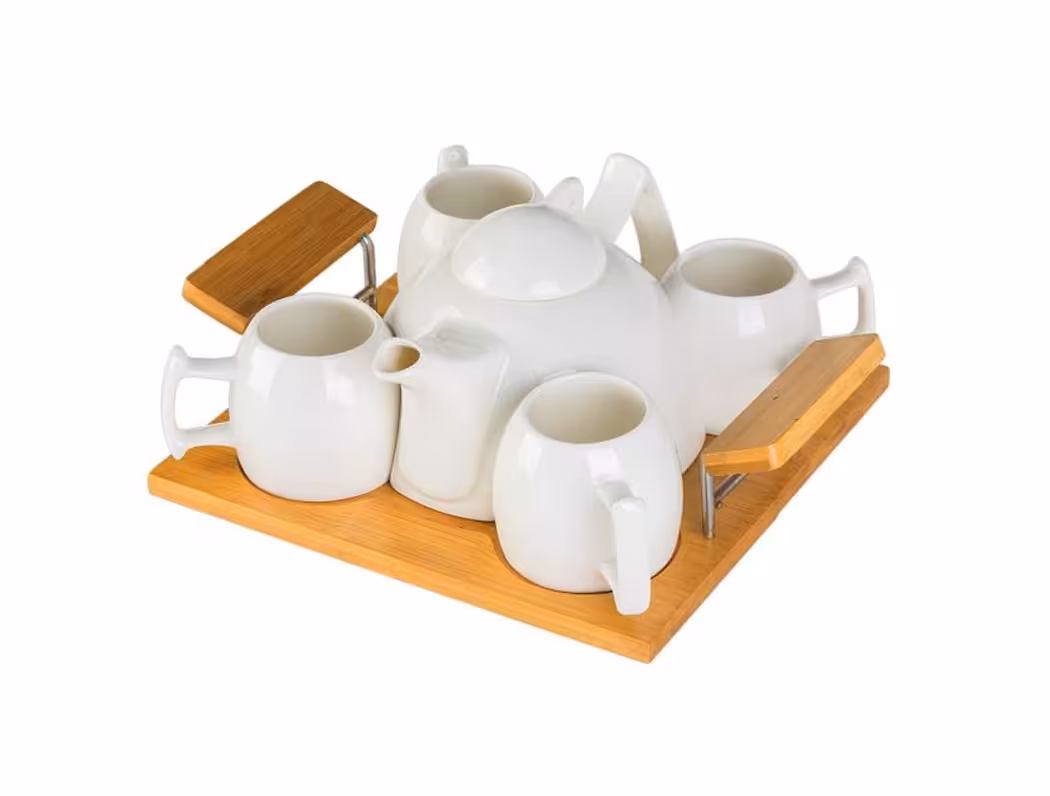 سرویس عصرانه خوری چهار نفره سینی چوبی