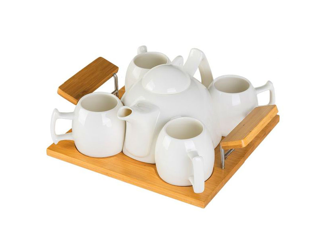 سرویس عصرانه خوری چهار نفره سینی چوبی