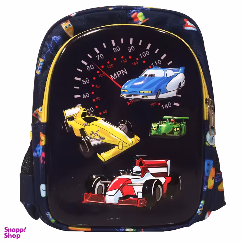 کوله پشتی مدرسه طرح ماشین های مسابقه ای کد 12