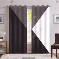 پرده ساده پانچی طرح هندسی خاکستری SA-7925