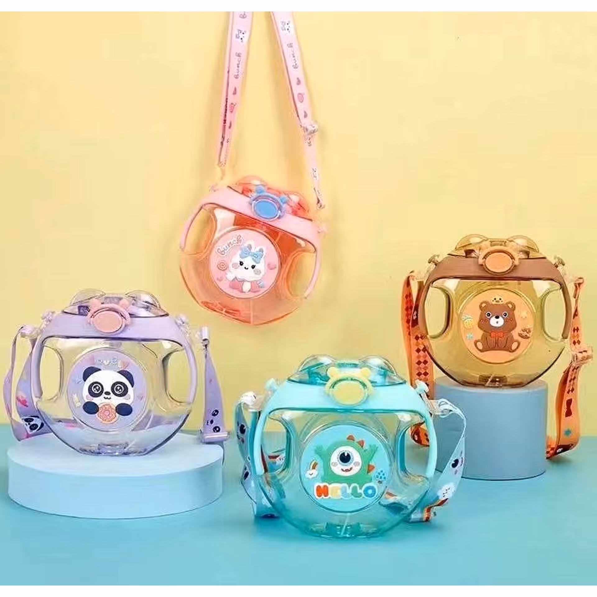 قمقمه آب عروسکی فانتزی برای مدرسه روکش سلیکونی بنددار