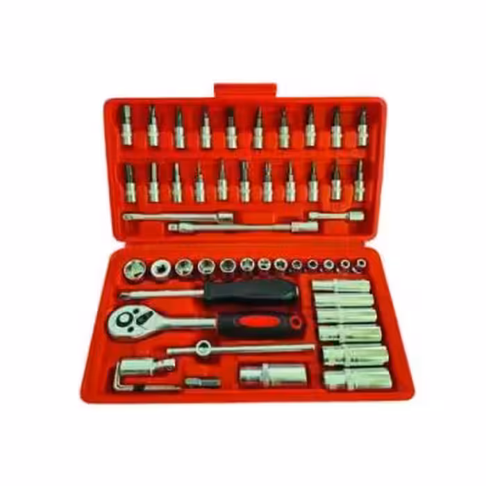 جعبه بکس بلند و کوتاه 53 پارچه درایو 1/4 با آلن بکسی NEW TOOLS قرمز