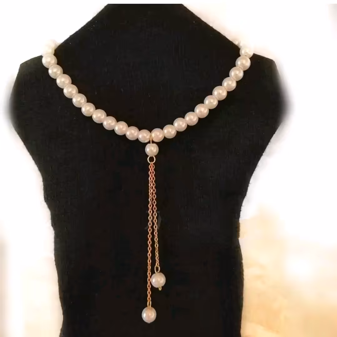 گردنبند مروارید دو شاخه استیل