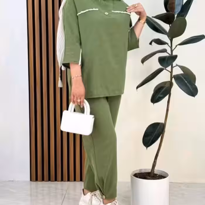 ست شومیز و شلوار لنین درجه یک بدون آبرفت مدل لادن