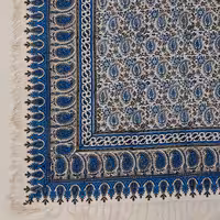 رومیزی قلمکار اعلا طرح بته ریز آبی سایز 100 در 100